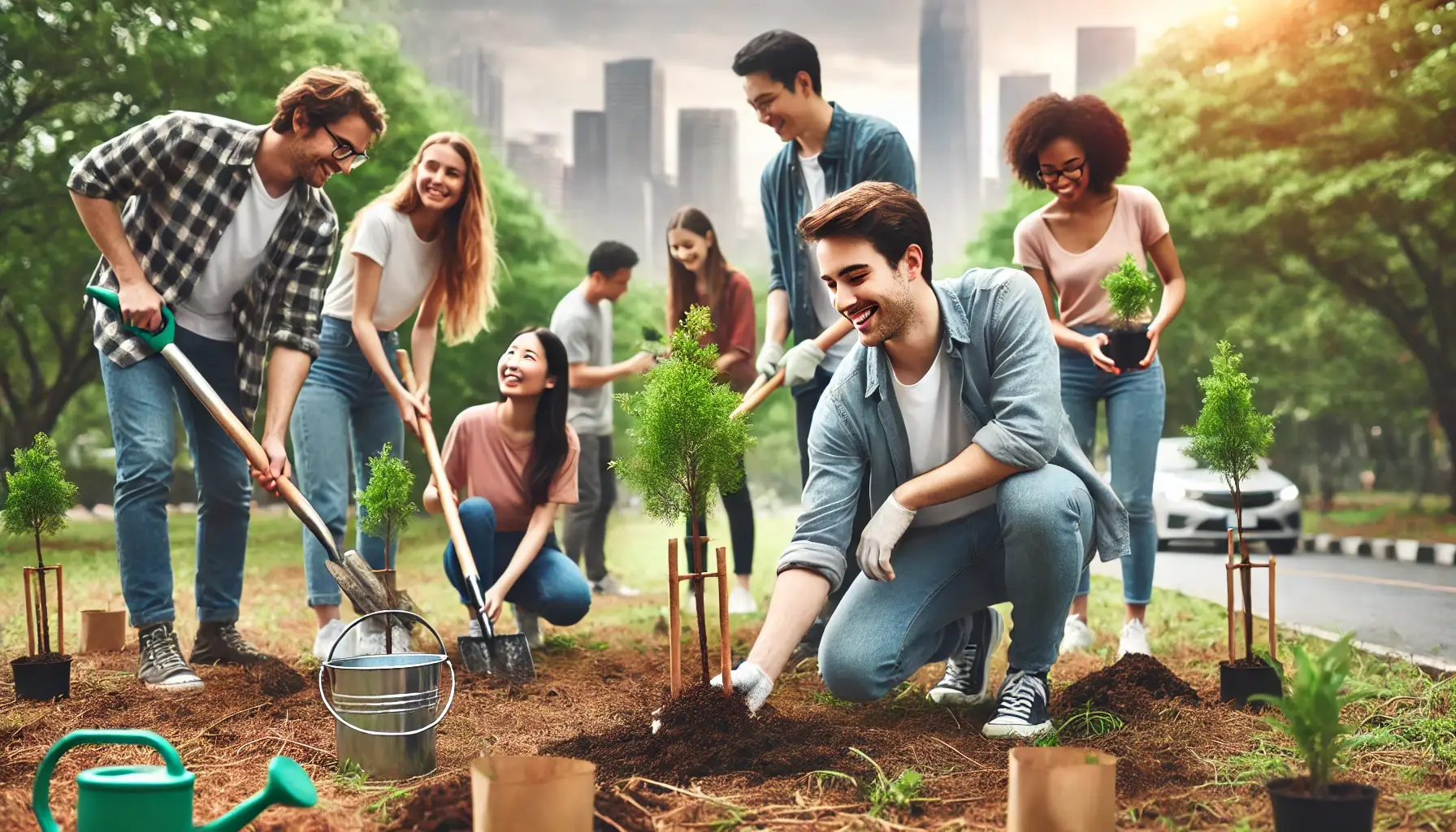 tree planting in the city, city tree planting, tree planting, urban tree planting, smart city